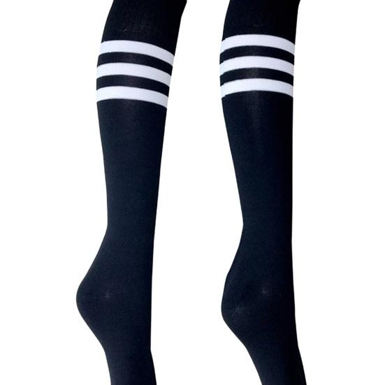 1 пара носков средней длины, полосатые, нескользящие, высокоэластичные, впитывающие пот, футбольные чулки для болельщиков, детские гольфы, спортивные носки для школьных игр