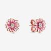 Аутентичные серьги из стерлингового серебра 925 пробы, розовые серьги-гвоздики с цветком ромашки, женские ювелирные изделия на юбилей, помолвку, подарок