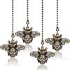 4 Pack 13'' Vintage Queen Bee Ceiling Fan Pull Chain Extender, Decorative Dangle Charm Pendants with Chain Connectors, Bronze