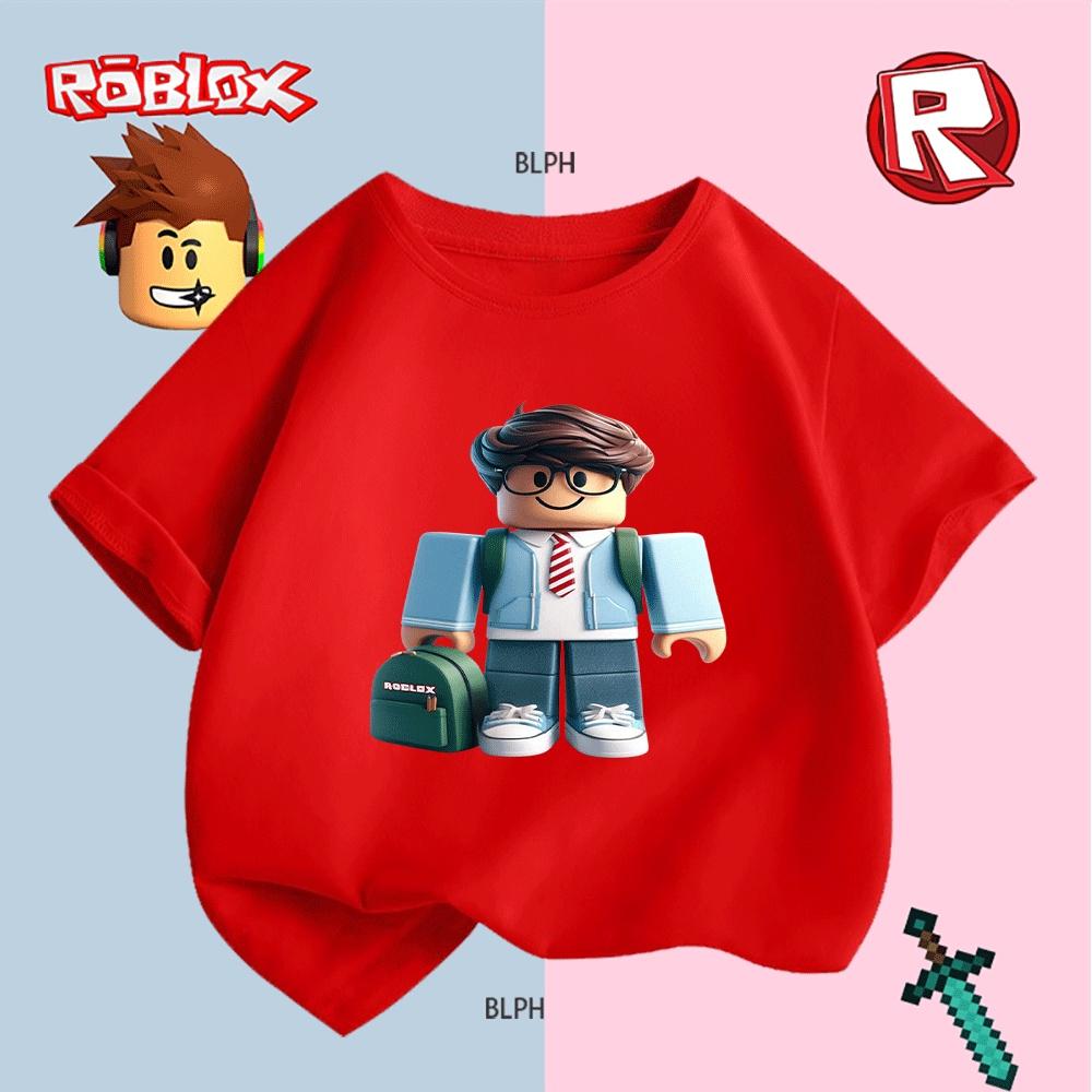 Милая футболка с принтом персонажа Roblox для детей, модная повседневная футболка с коротким рукавом для мальчиков и девочек