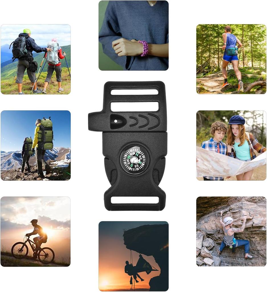 5 шт. в упаковке черный компас кремень скребок для розжига свисток пряжка пластиковый браслет из паракорда для кемпинга на открытом воздухе аварийные наборы для выживания в дороге (черный)