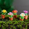 1 Set Mini Potted Plant Statue Vivid Realistic Shape Resin Whimsical Design Mini Flower Miniature Lawn Decor