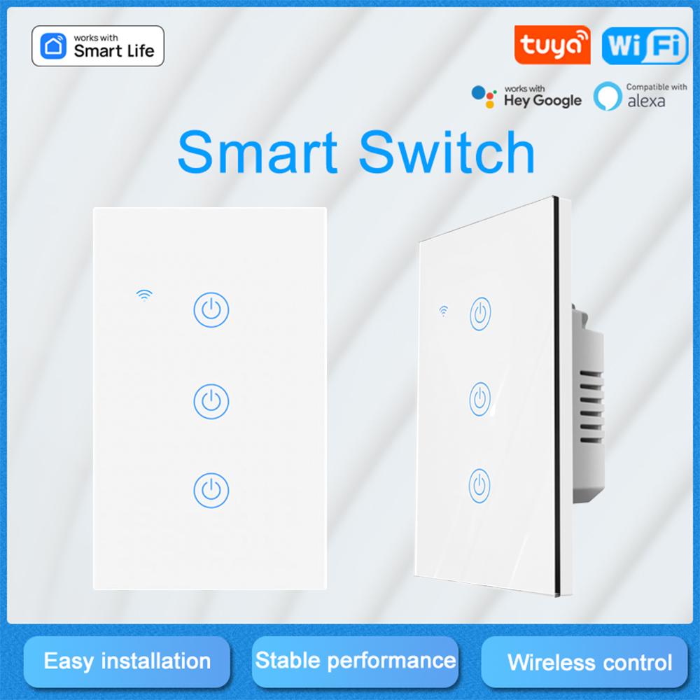 Сенсорная панель Wi-Fi, переключатель для дома, умная панель переключателя, светодиодный индикатор, панель из закаленного стекла