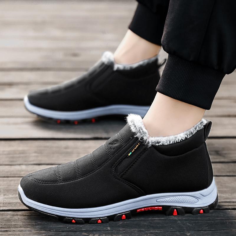 Зимние ботинки для снега, мужские повседневные ботинки без застежек, теплые меховые удобные кроссовки, нескользящие, новинка 2024 года, мужская обувь Botas Zapatos Hombre