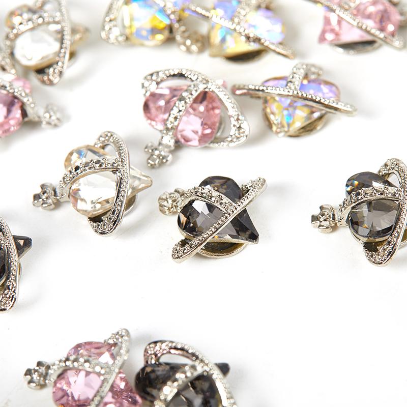 5 шт., кривое наклонное сердце, спутниковое ювелирное изделие из сплава, украшения для дизайна ногтей, аксессуары для ногтей, подвески, принадлежности