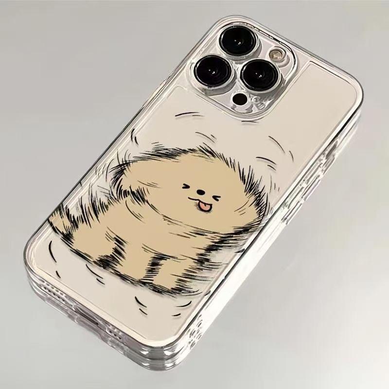 Cute Cartoon Puppy Shockproof Transparent Case For iPhone 16 15 14 13 12 11 Pro Max X Xs XR Max Couple Phone Case Bumper Cover