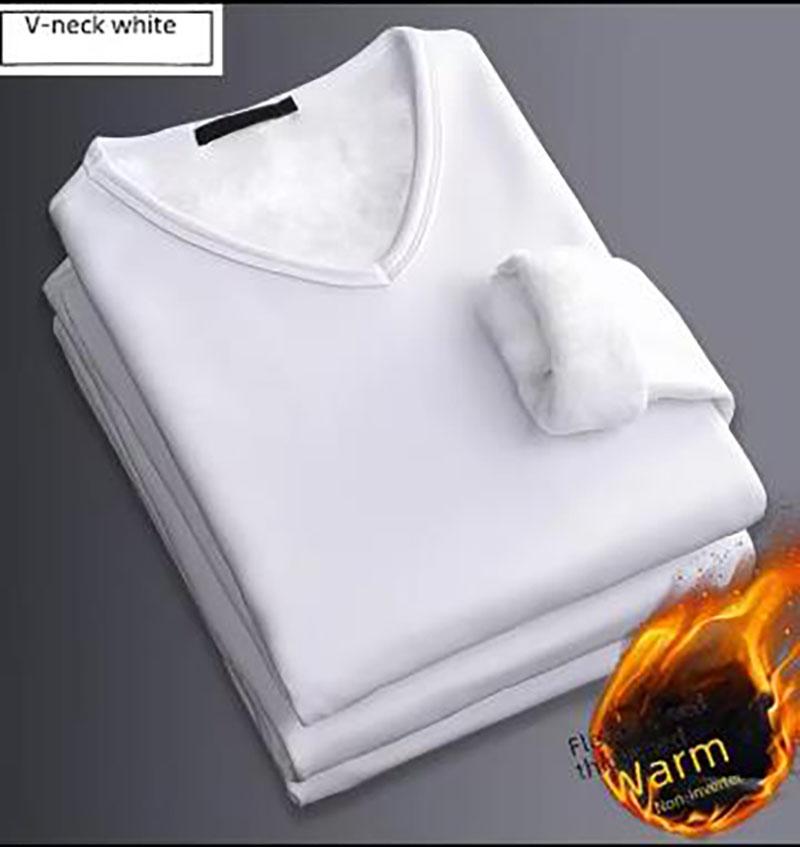 Men's Winter Thermal Underwear Fleece Thickened Warm Sweatshirt O Neck V Neck Base Shirt Large Size