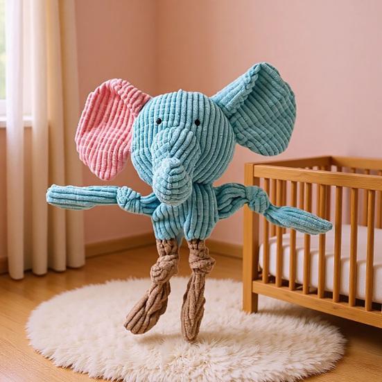 Plush Dog Toy Squeaky Animal Elephant Duck Puppies Chew Toy Interactive Fox Frog Crinkle Toy with Arm Leg Knots for Large Medium Small Dogs
