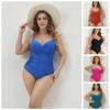 Women's European & American One-Piece Plus Size Bikini: Underwire, Solid Color, Double Shoulder, Slimming Style Swimsuit.