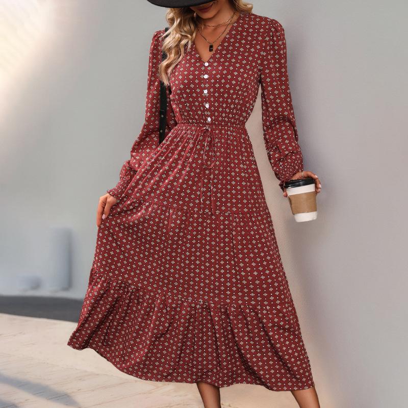 YYFS Women's Fashion Fall Winter Long Sleeve V-Neck Casual Dresses