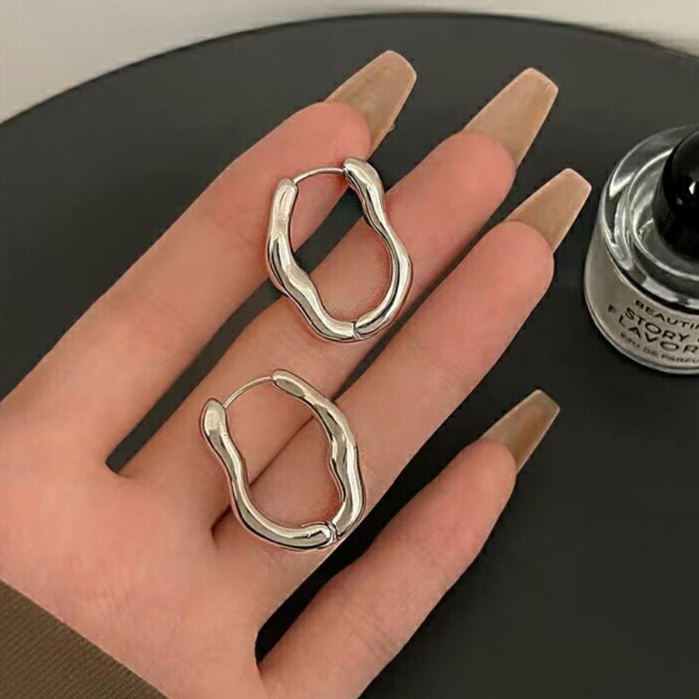 Temperament Hoop Earrings Twist Wave Wave Earrings Irregular Geometric Earrings  Women