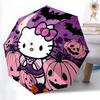 1pc Halloween Hello Kitty Automatic Folding Umbrella - Portable 3-Fold Design with 8-Bone Iron Frame, Perfect Holiday Gift for Fans, Travelers, Everyd
