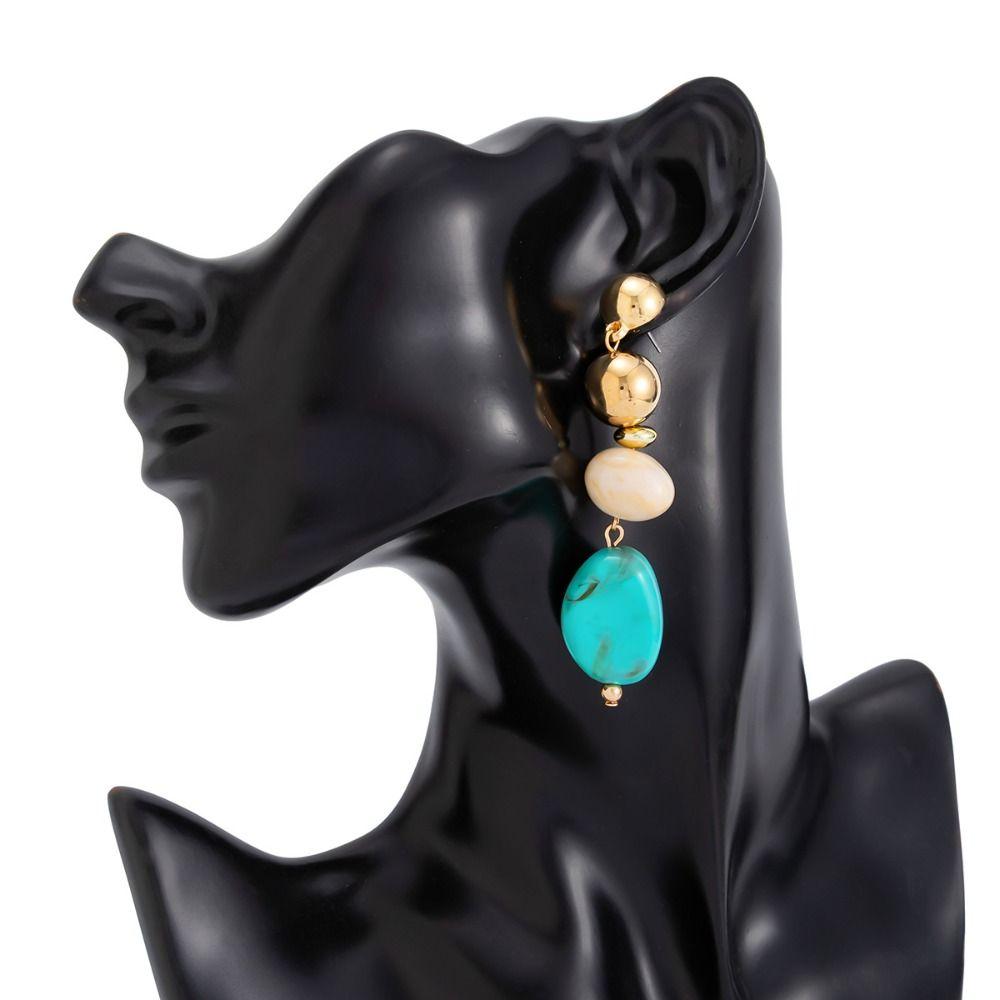 Retro Luxury CCB Pendant Dangle Earrings Irregular Design Drop Ear Jewelry Daily Wear