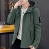 Large Size Men's Autumn Fashion Casual Solid Color Hooded Jacket