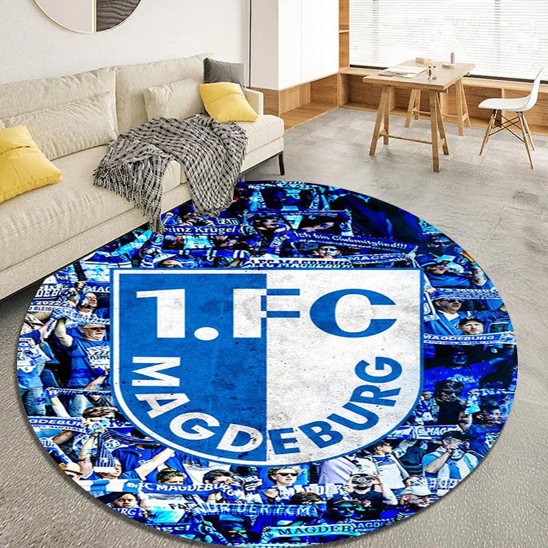 FC Magdeburg Round Area Rug,Carpet Rug for Living Room Bedroom Sofa Playroom Decor,Non-slip Floor Mat56