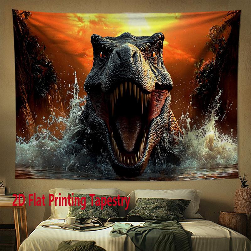 Tyrannosaurus rex dinosaur attack Digital printing polyester wall tapestry suitable for use in living rooms offices bars party