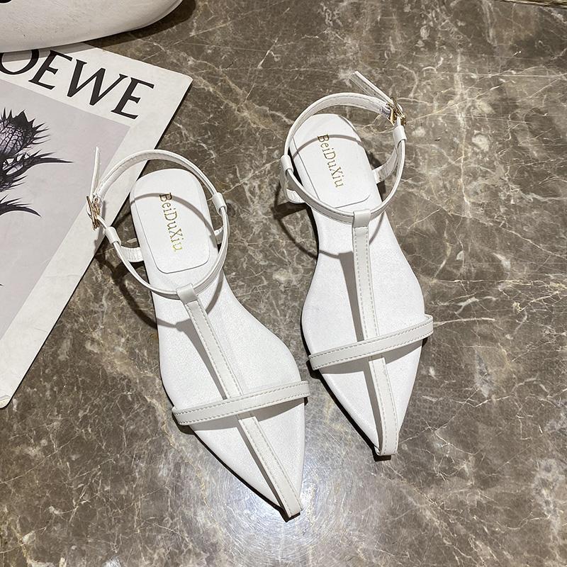 Мода 2025 Лето Новый Стиль Пряжка Модные Сандалии-стринги для Женщин Повседневные Трендовые Удобные Низкий Каблук Сандалии Женские Каблуки Женские