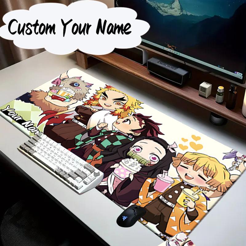 Custom Name Mouse pad Anime Slayer Characters Mouse Pad Desk Mat, Non-Slip Rubber Backer Pad For Computer Notebook Gaming Mouse Pad Birthday Gift
