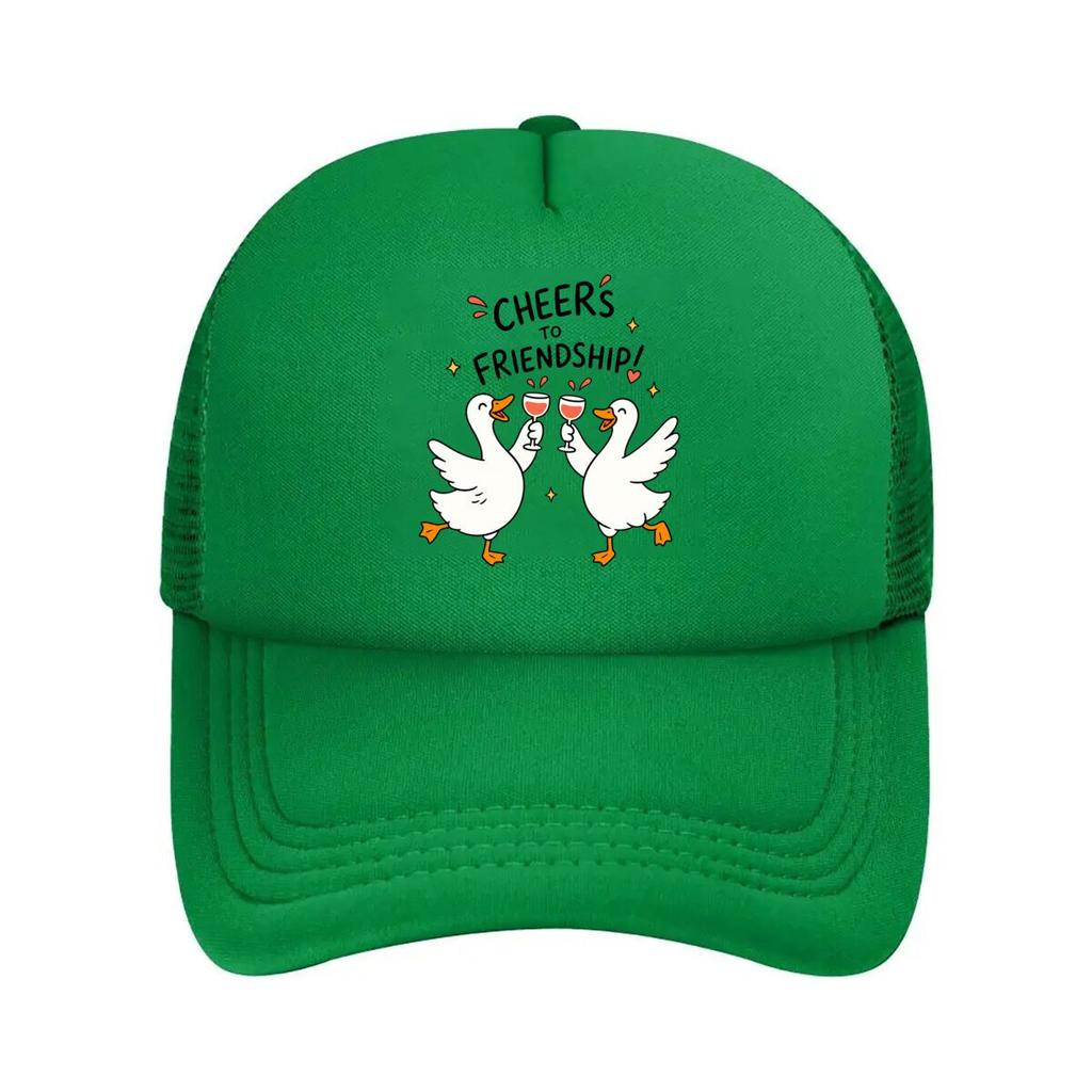 Playful Geese Cheers Cartoon Outline  Mesh Baseball Cap Hip Hop