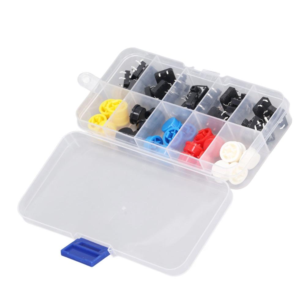 25 PCS Round Shape Tact Push Button Switch 12x12x7.3mm With Cap SMD PCB Micro Switch 4 Pin Momentary Tactile Push Button Kit