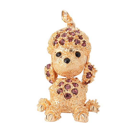 Симпатичные горный хрусталь пудель собака кулон брелок для ключей застежка сумка орнамент