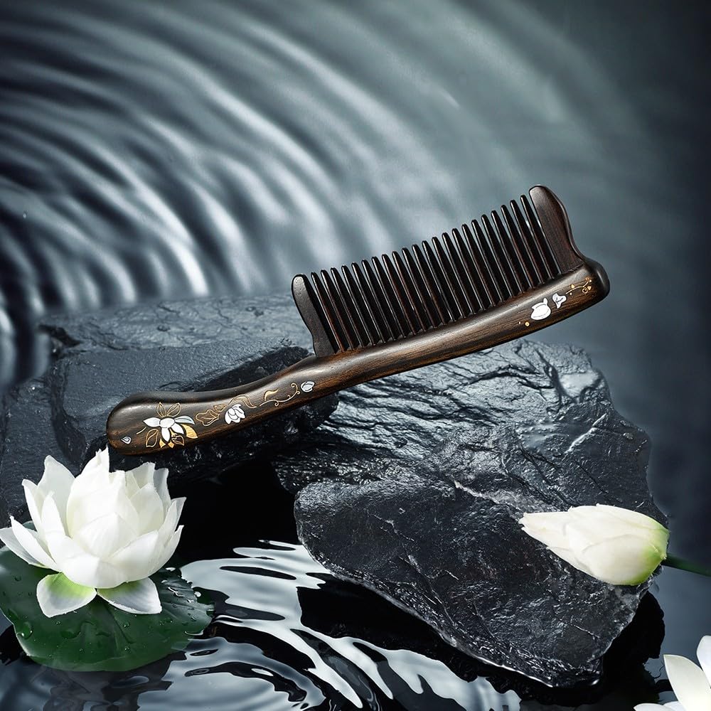 TAN MUJIANG деревянная расческа для ухода за волосами роскошный набор расческа с винтовыми зубцами слова лотоса чехол в комплекте антистатический