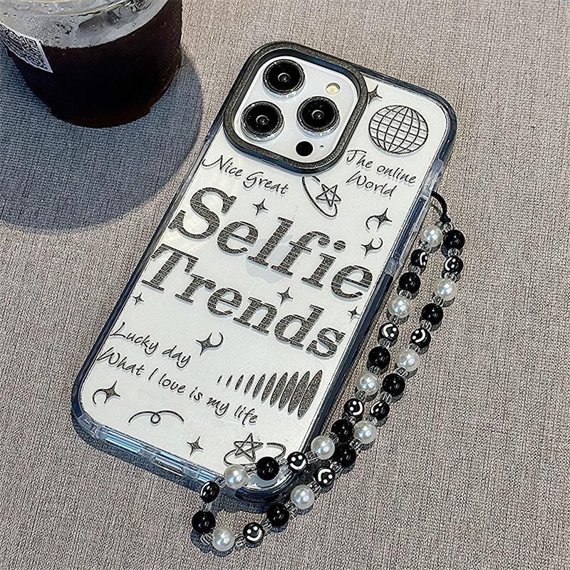 Чехол для iPhone Zhitai: Совместим с 16Pro, 15Pro Max, 14Pro, 11, 7, 8 Plus; Дизайн «Черный круг» в двух цветах с функцией браслета.