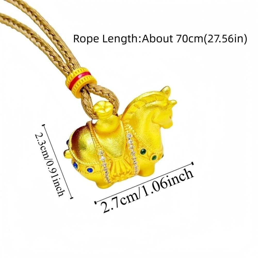 Orichalum Plating Zodiac Horse Necklace Luxury Golden Horse Pendant  Wedding Gifts