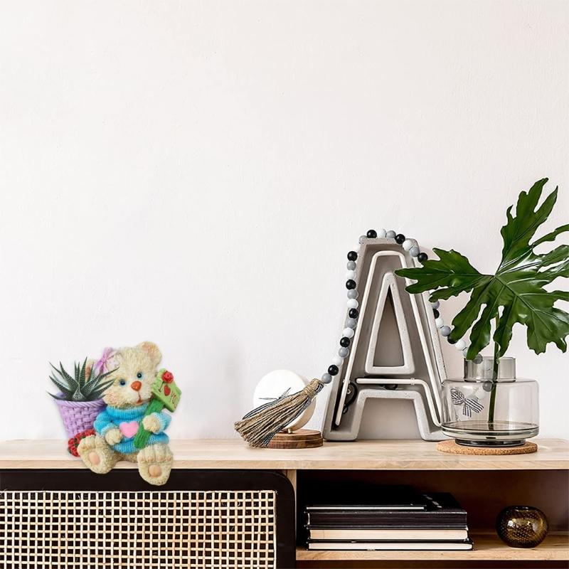 Любовь маленький медвежонок гипсовый цветок силиконовая форма эпоксидная смола литейная форма сочная ваза цементная форма держатель для ручек