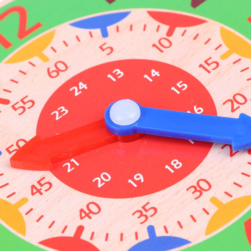 Children Montessori Wooden Clock Toys Hour Minute Second Cognition Clocks