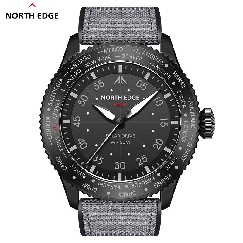 NORTH EDGE 2024 NEW MACH Solar Powered Watch For Men Waterproof 50M Men's Pilot Sports Casua Wristwatches Reloj Hombre Luminous