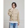 Womens Retro Cropped Wool Blend Jacket Stand Collar Metal Button Loose Fit Fall Coat