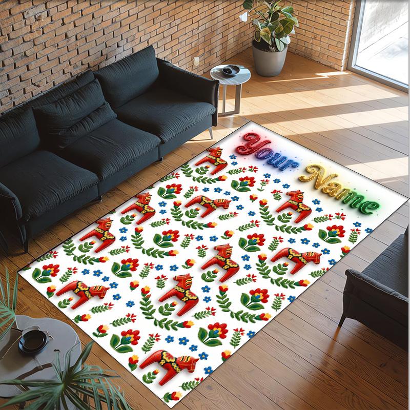 Decorative Artwork Theme Crystal Velvet Rug Personalized Custom Name Text Soft Floor Mat Home Decor
