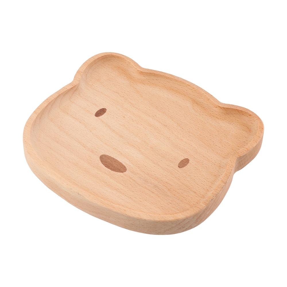 Animal Pattern Cartoon Dinner Tray Solid Wood Wood Food Dishes Children's Rice Plate  Meal