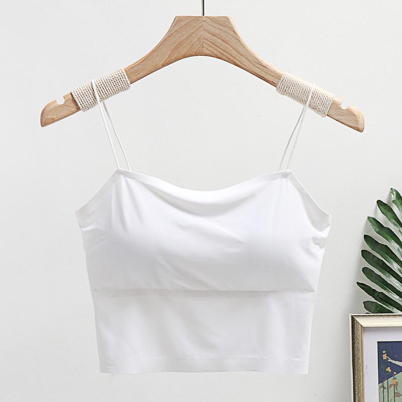Ice Silk Seamless Sports Bra Camisole with Chest Pads - Women's Korean Style Summer Vest