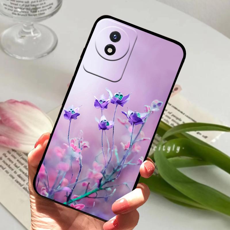 Phone Case For Vivo Y02 4G Coque Y02A Y02t Cute Lion Animals Black Soft Silicone TPU Phone Cover For VIVO Y11 2023 4G Bumper