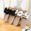 Fashion Women Summer Casual Slides Comfortable Flax Slippers Striped Bow Linen Flip Flops Platform Sandals Ladies Indoor Shoes2024