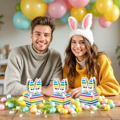 10 шт. пасхальных коробок, милая коробка для конфет в виде кролика, красочная пасхальная бумажная подарочная коробка для конфет, печенья, сладостей, пасхальное яйцо, контейнер для пасхальной вечеринки