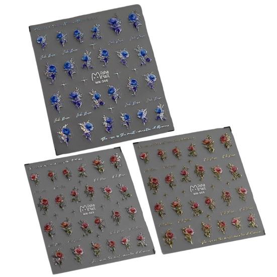 3D наклейки для дизайна ногтей с розами, ультратонкие самоклеящиеся цветочные наклейки, советы по маникюру своими руками, клей для ногтей, украшение для женщин, девочек, дизайн ногтей