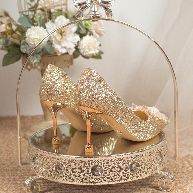 Модная роскошная хрустальная свадебная обувь, сексуальный острый носок, прозрачный жемчуг, стразы, цветок, шампанское, для невесты, 6/8 см, тонкие каблуки, туфли-лодочки для невесты