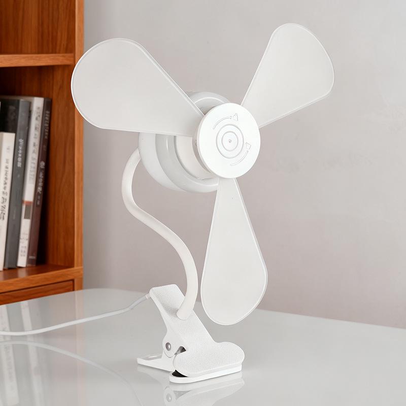 Universal Clip-On Desk Fan with LED Light, Wide Voltage, Multiple Plug Options, 1.2m Cable