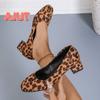 Fashion Female Shoes On Sale 2024 Autumn Casual Fashion Women's Leopard Print Shoes Comfortable Square Heel Pumps Zapatos De Mujer