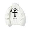 American Style New Hip-hop Embroidered Jacket Men's Imitation Rabbit Fur Stand Up Collar Unisex Loose Cotton Jacket