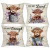 Adorable Highland Cow Heartwarming Pillow CoversLiving Room Sofa Cushion Cover, Soft and Comfortable, Bedroom Room Decoration