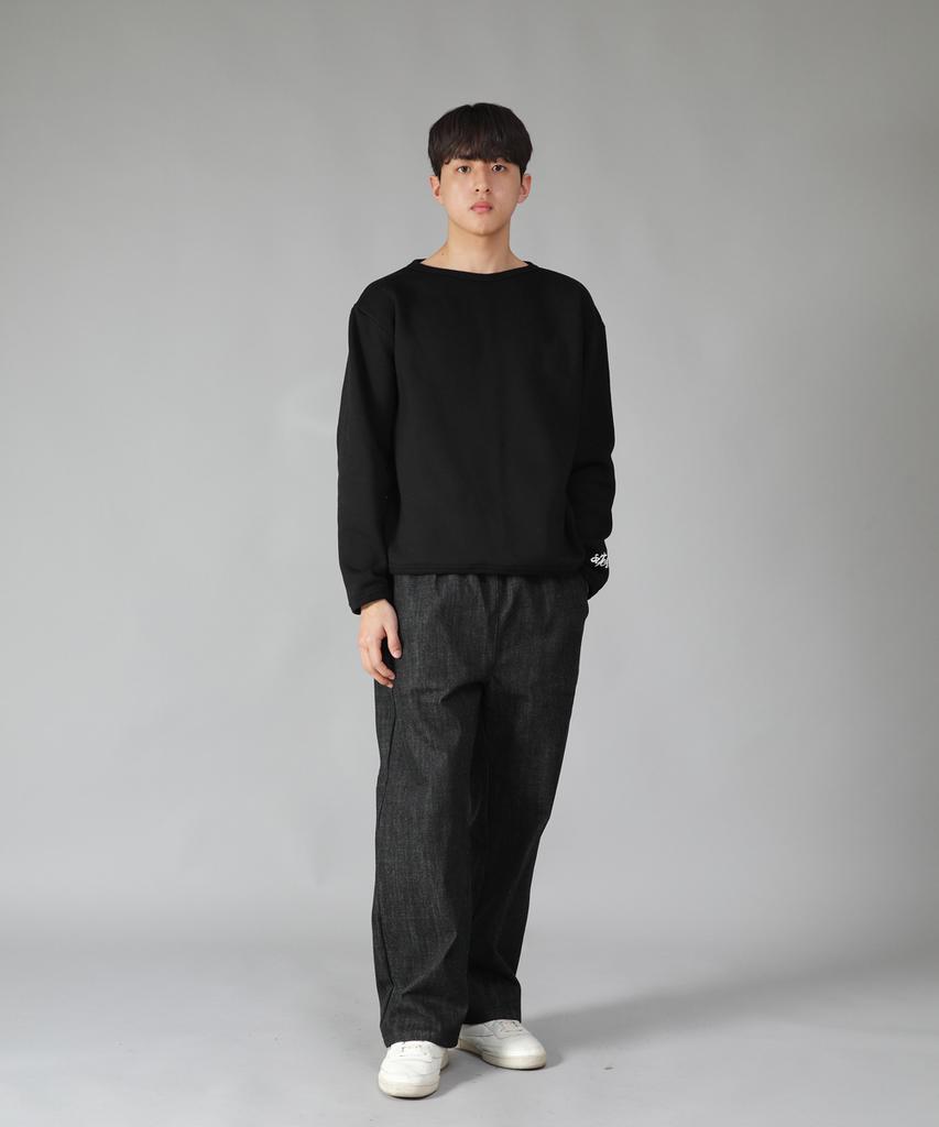 Seinteukeulu Широкие брюки Ex Wide Pants Exw-347 Черный деним Bks