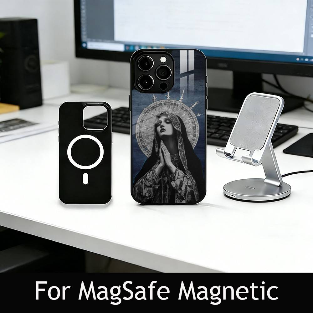 Чехол для телефона V-Дева Мария Небесная Благодать Для iPhone17,16,15,14,13,12,11 Plus,Pro Магнитный Для Magsafe Беспроводной Зарядки