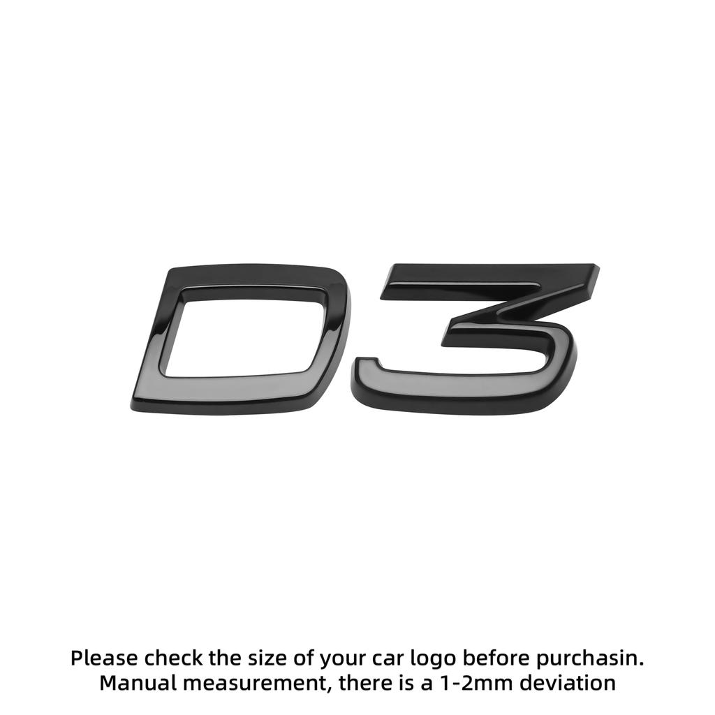 3D ABS Letters Decals for For Volvo D2 D3 D4 D5 D6 D7 D8  Car Rear Trunk Tailgate Side Fender Badge Emblem Sticker Decoration