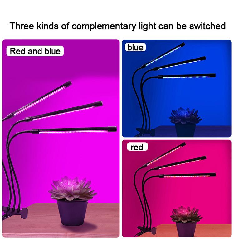 Водонепроницаемый светодиодный фитолампа с USB-зажимом для комнатных растений и рассады - полный спектр, регулируемое освещение