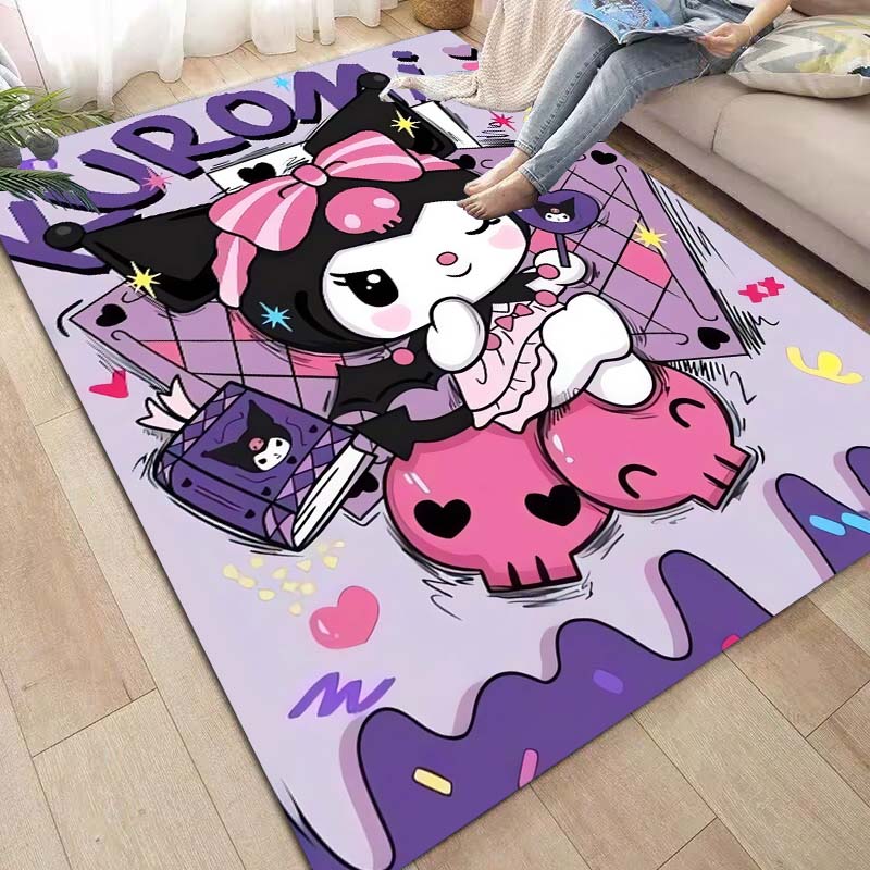 3D printed Kuromi cartoon rug, suitable for living room, bedroom, kitchen, doorway, children's non-slip floor mat, birthday gift