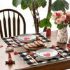 Buffalo Plaid Hearts Gnomes Love Valentine's Day Placemats Anniversary Wedding Holiday Table Mats for Party Kitchen Dining Decoration
